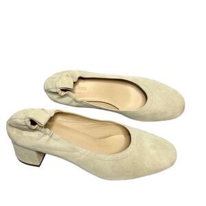 NEW Everlane cream suede leather stylish chunky block Day heels size 7.5